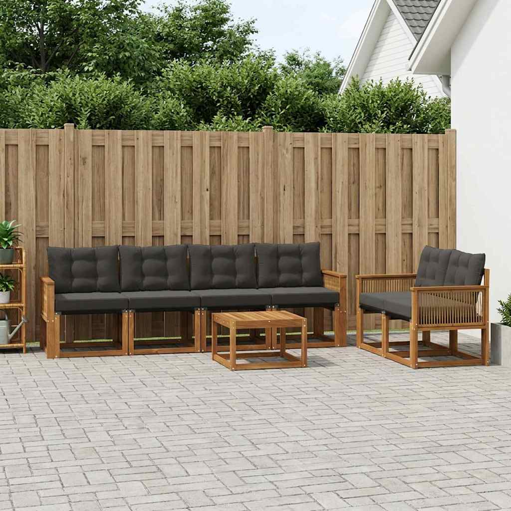 Buiten bankenset met kussen 7 pcs Naturel en Zwart is nu te koop bij PeponiXL, paradijselijk wonen!