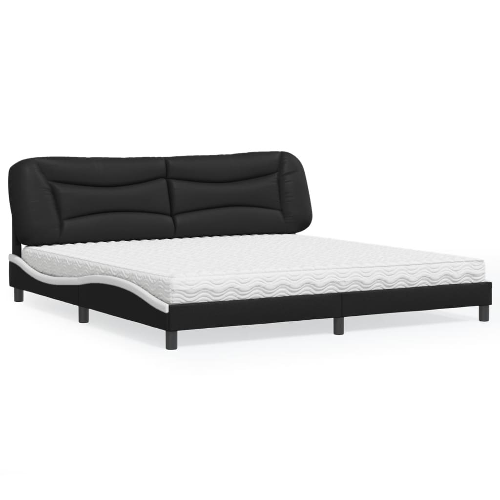 Bed met matras "Hvar" kunstleer zwart en wit 200x200 cm is nu te koop bij PeponiXL, paradijselijk wonen!