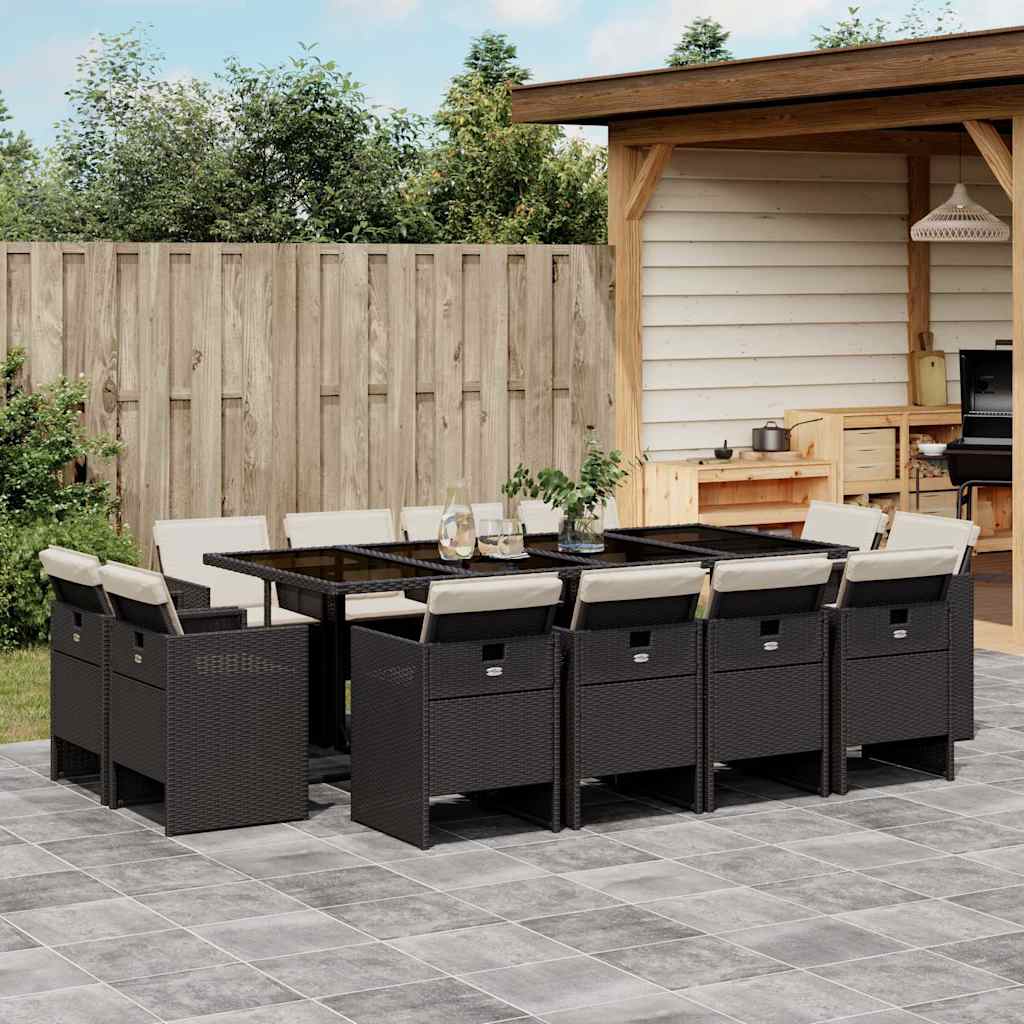 13-delige Tuinset met kussens poly rattan zwart is nu te koop bij PeponiXL, paradijselijk wonen!