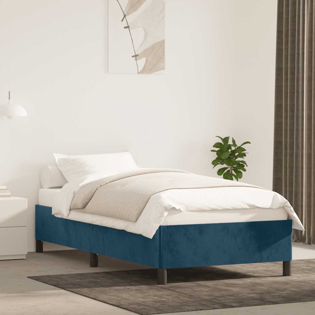Bedframe zonder matras 80x200 cm fluweel donkerblauw is nu te koop bij PeponiXL, paradijselijk wonen!