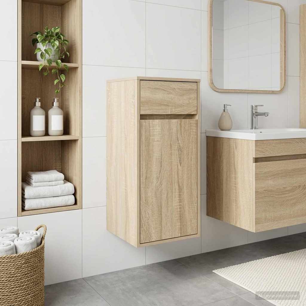 Badkamerkast Sonoma Eiken 35 x 36,5 x 85 cm Bewerkt hout is nu te koop bij PeponiXL, paradijselijk wonen!