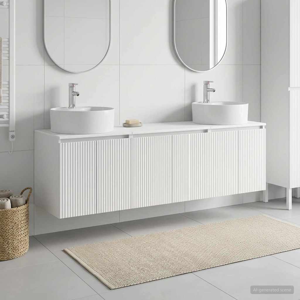 Badkamerkastenset 3 st Wit 49,5 x 44,5 x 65 cm Bewerkt hout is nu te koop bij PeponiXL, paradijselijk wonen!