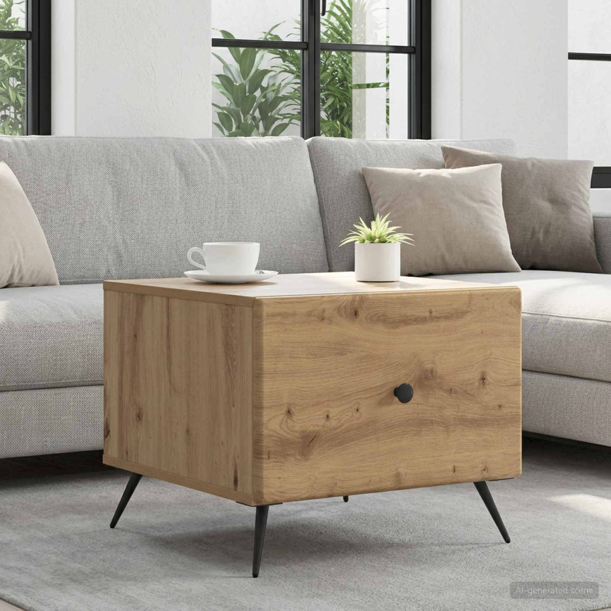 Salontafel Artisanaal eiken 49 x 50 x 40 cm Bewerkt hout is nu te koop bij PeponiXL, paradijselijk wonen!