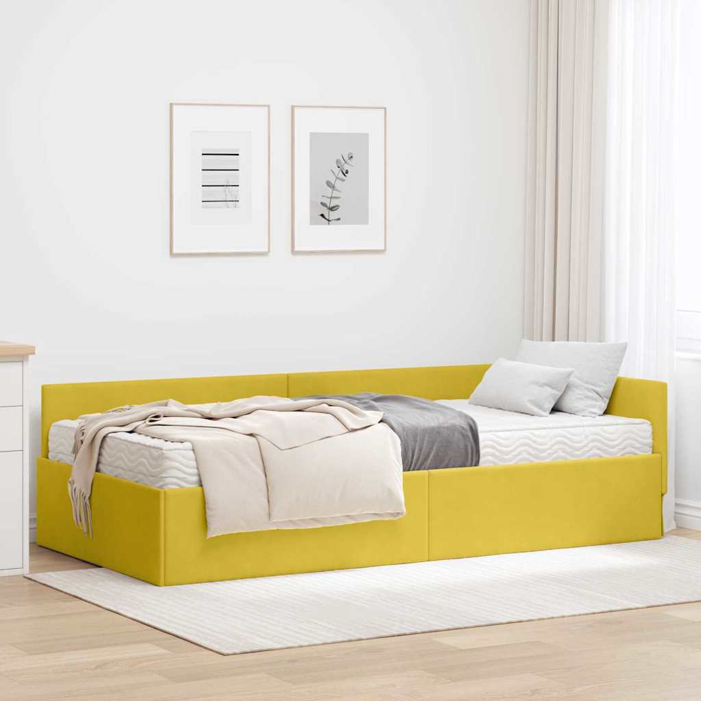 Hoekbedframe met Matras Anders 2 pcs Geel Fluweel is nu te koop bij PeponiXL, paradijselijk wonen!