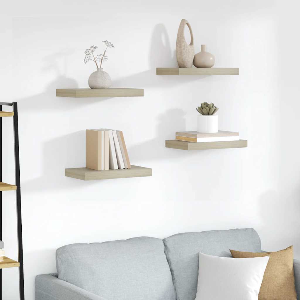 Wandschappen zwevend 4 st 40x23,5x3,8 cm MDF eikenkleurig is nu te koop bij PeponiXL, paradijselijk wonen!