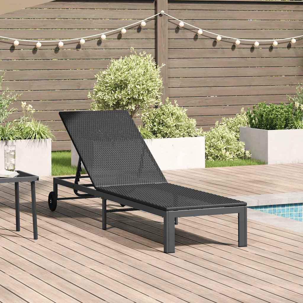 Ligstoel Zwart 206 x 62,5 x 74 cm poly rattan is nu te koop bij PeponiXL, paradijselijk wonen!
