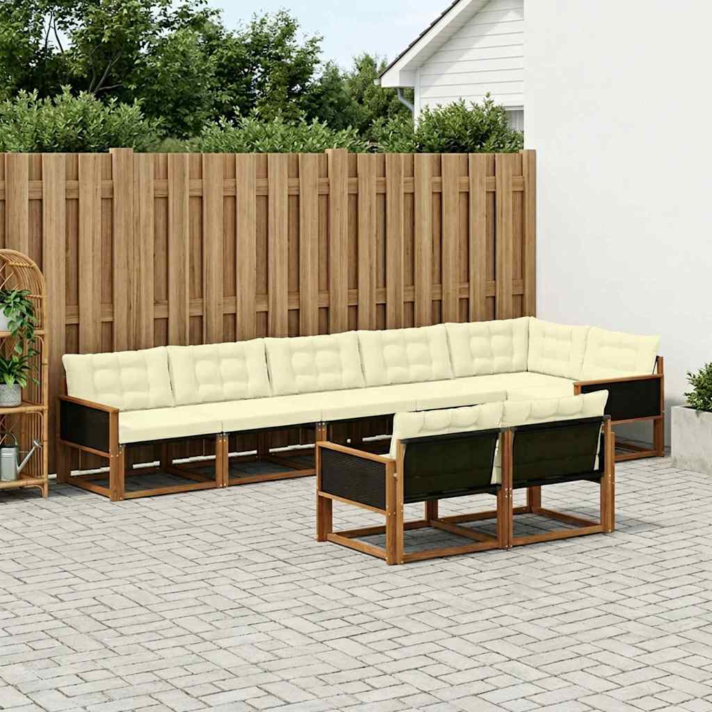 Buiten bankenset met kussen 8 pcs Natuurlijk en Crème is nu te koop bij PeponiXL, paradijselijk wonen!