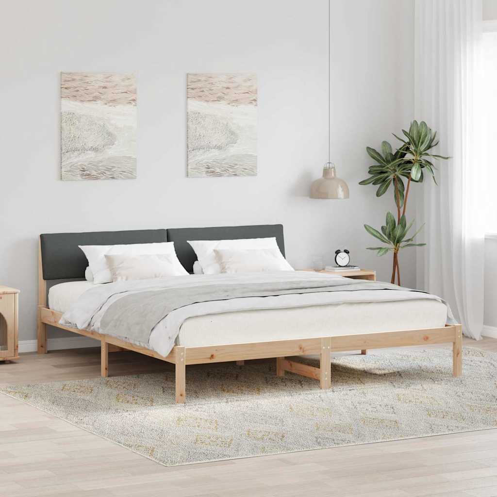 Bedframe Bruin en donkergrijs 180 x 200 cm Massief grenenhout is nu te koop bij PeponiXL, paradijselijk wonen!