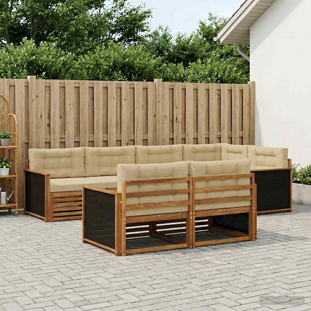 Buiten bankenset met kussen 7 pcs is nu te koop bij PeponiXL, paradijselijk wonen!