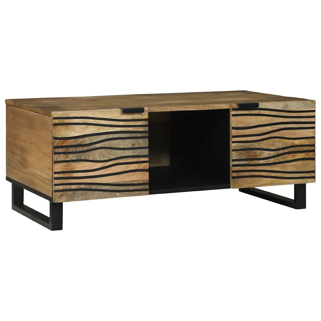 Salontafel Bruin en zwart 100 x 54 x 40 cm Massief acaciahout is nu te koop bij PeponiXL, paradijselijk wonen!