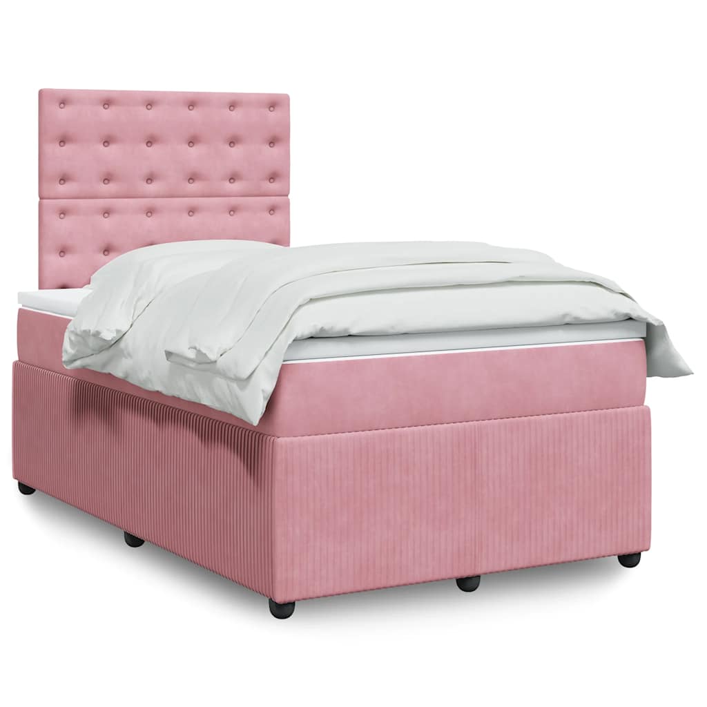 Boxspring met matras fluweel roze 120x200 cm is nu te koop bij PeponiXL, paradijselijk wonen!