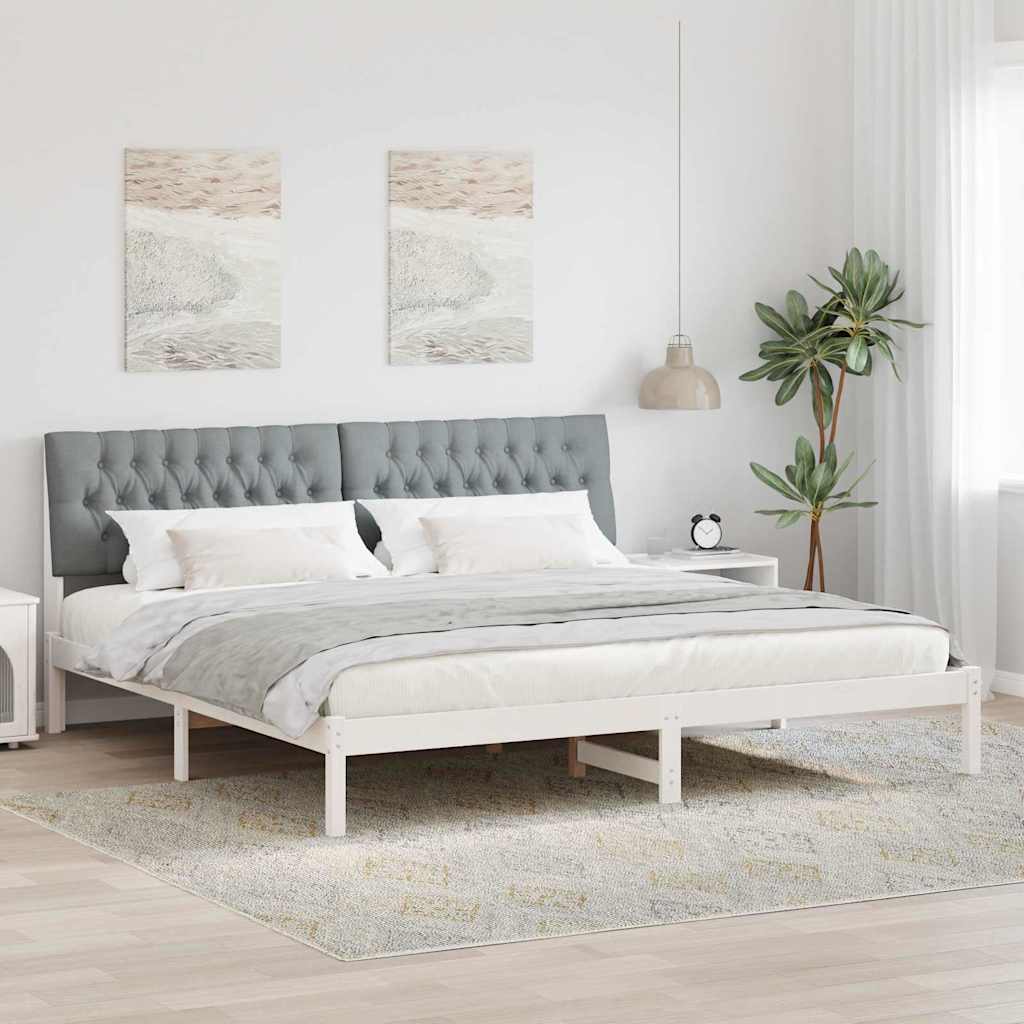 Bedframe met Gevoerd Hoofdgedeelte Wit 200 x 200 cm is nu te koop bij PeponiXL, paradijselijk wonen!