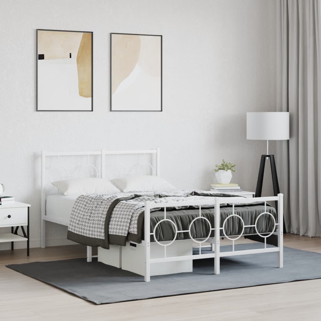 Bedframe met hoofd- en voeteneinde metaal wit 120x200 cm is nu te koop bij PeponiXL, paradijselijk wonen!