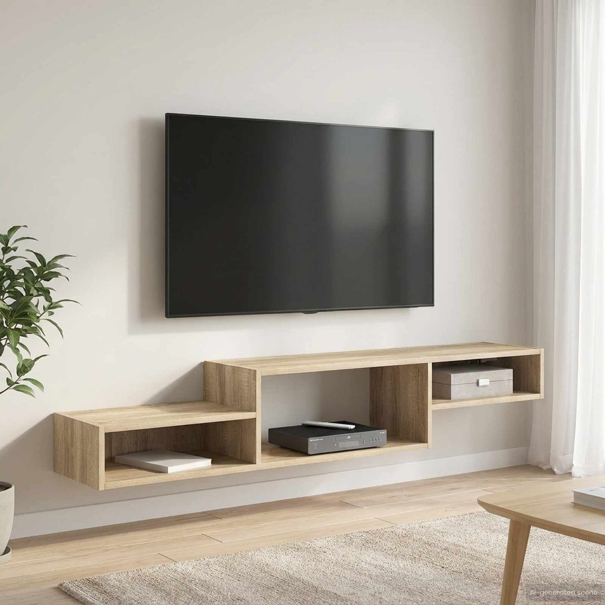 Wandgemonteerd tv-meubel Muurmontage Sonoma Eiken is nu te koop bij PeponiXL, paradijselijk wonen!