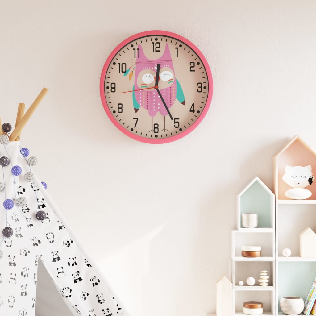 Wandklok Ø25,5 cm polystyreen en glas roze is nu te koop bij PeponiXL, paradijselijk wonen!