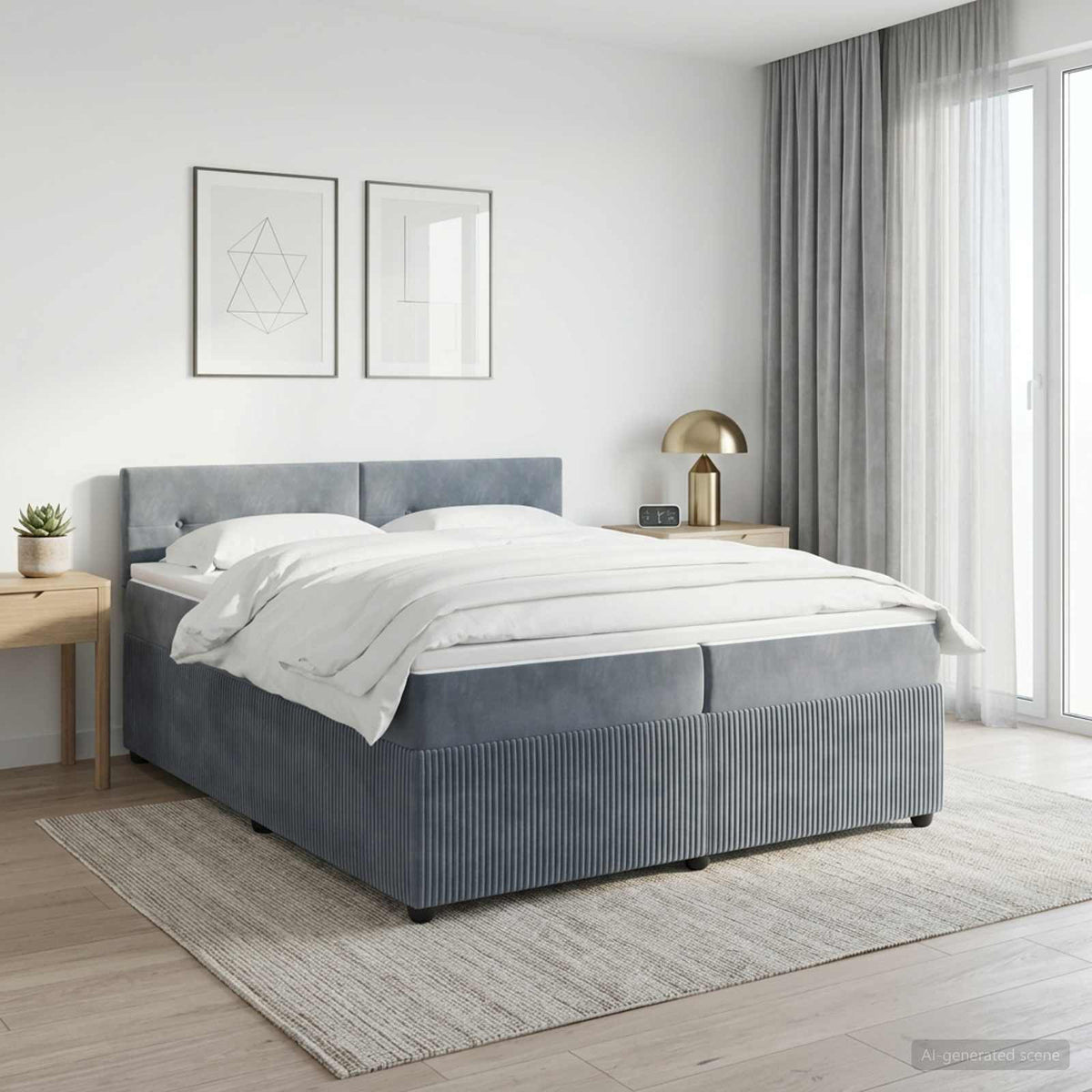 Boxspringbed met matras Donkergrijs 200 x 200 cm Fluweel is nu te koop bij PeponiXL, paradijselijk wonen!
