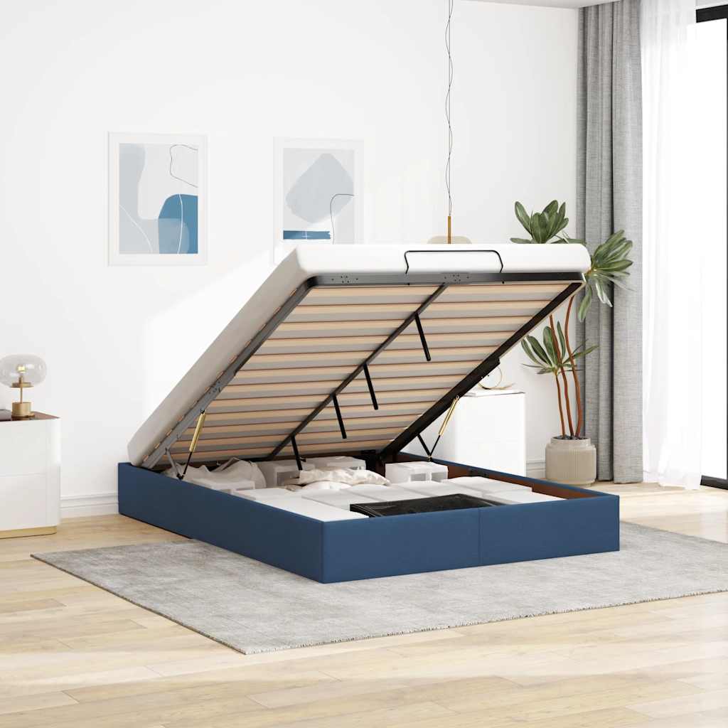 Bedframe zonder matras 140x190 cm stof blauw is nu te koop bij PeponiXL, paradijselijk wonen!