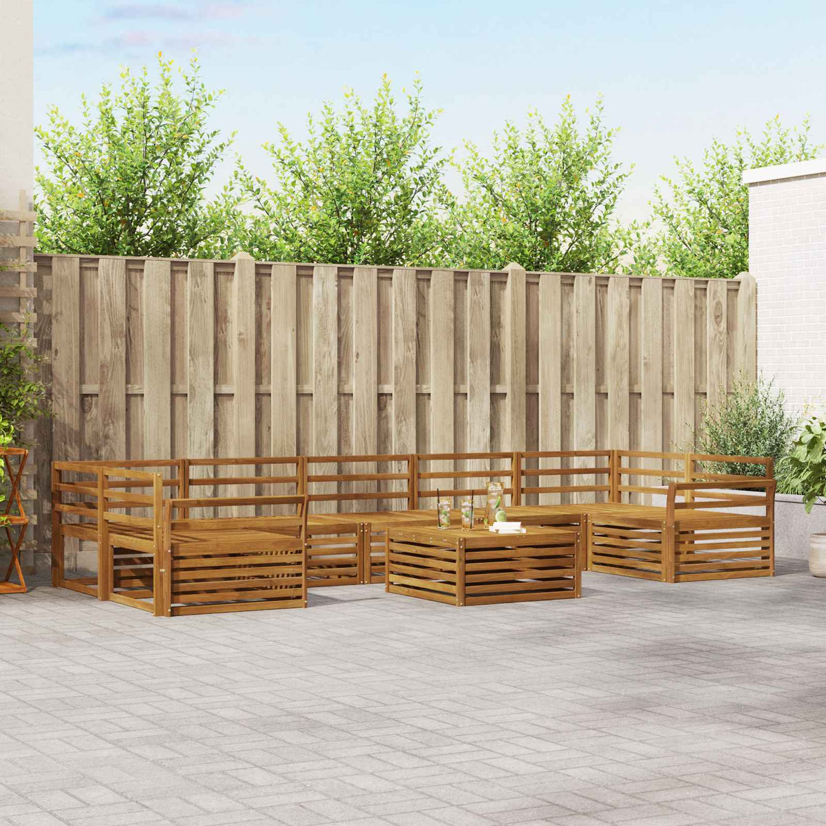 Buiten bankenset 8 pcs Naturel Massief Acaciahout is nu te koop bij PeponiXL, paradijselijk wonen!