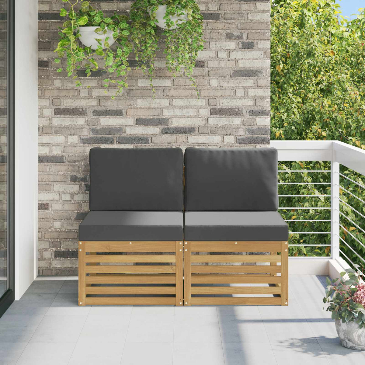 2 Stuk Buiten Midden Sofa Massief Acaciahout Wit is nu te koop bij PeponiXL, paradijselijk wonen!