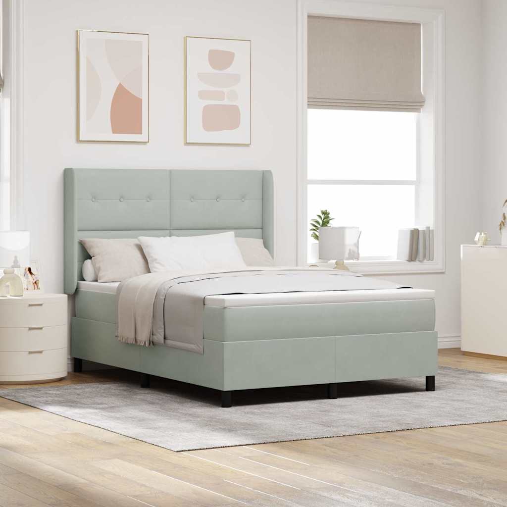 Boxspringbed met matras met LED Lichtgrijs 160 x 200 cm Fluweel is nu te koop bij PeponiXL, paradijselijk wonen!