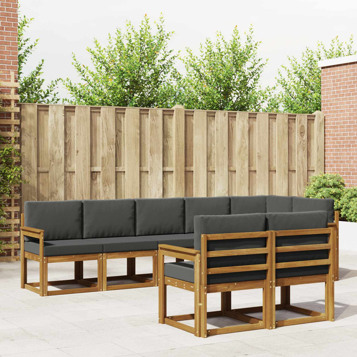 Buiten bankenset met kussen 8 pcs Natuurlijk en Antraciet is nu te koop bij PeponiXL, paradijselijk wonen!
