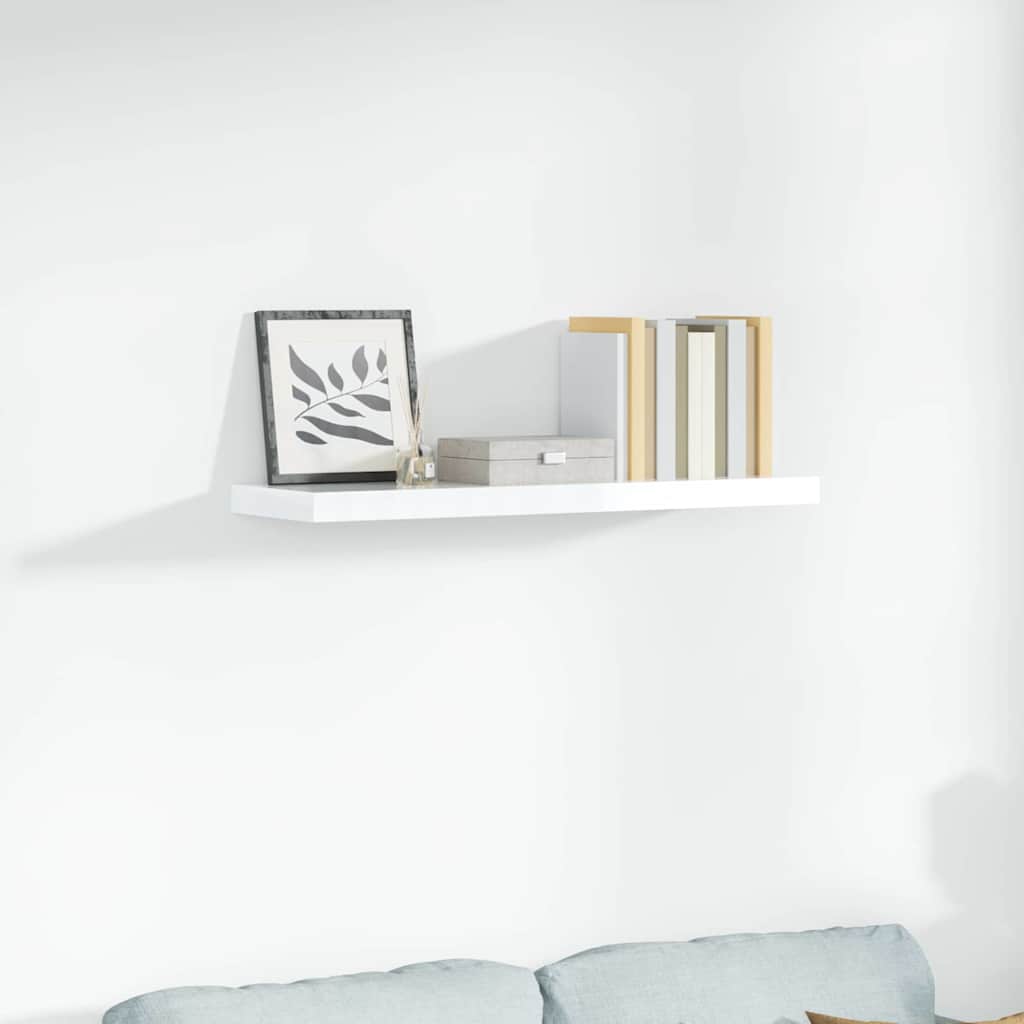 Wandschap zwevend 90x23,5x3,8 cm MDF hoogglans wit is nu te koop bij PeponiXL, paradijselijk wonen!