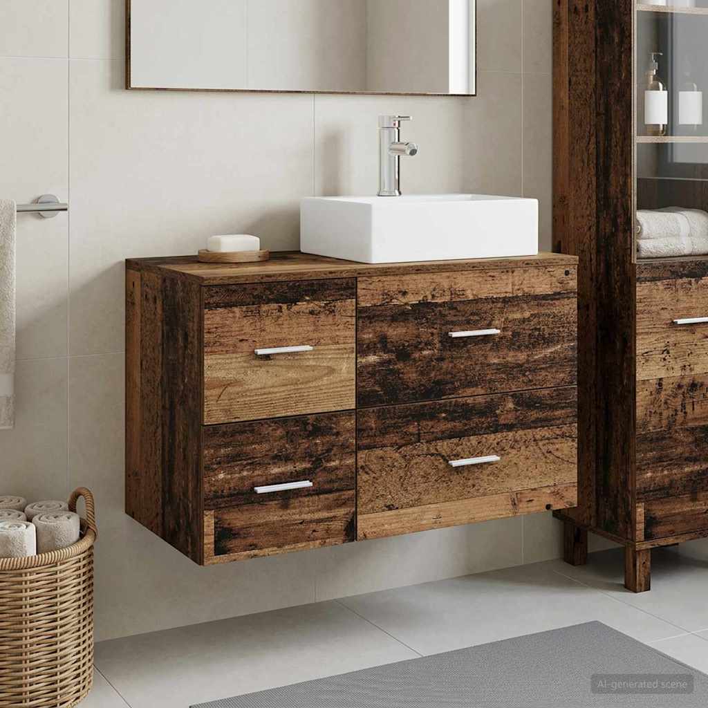 Badkamermeubelset 2 st Oud hout Bewerkt hout is nu te koop bij PeponiXL, paradijselijk wonen!