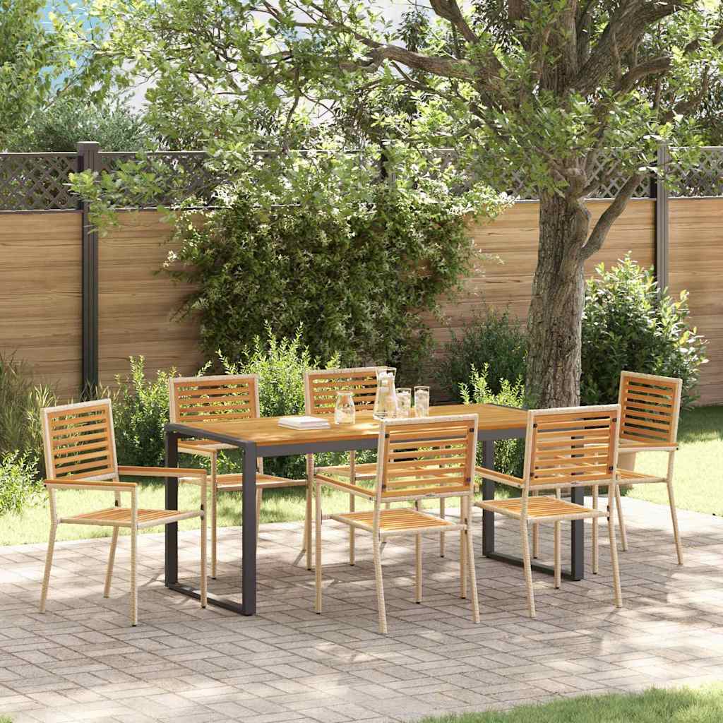 Tuin eettafelset 7 pcs Beige en Bruin poly rattan is nu te koop bij PeponiXL, paradijselijk wonen!