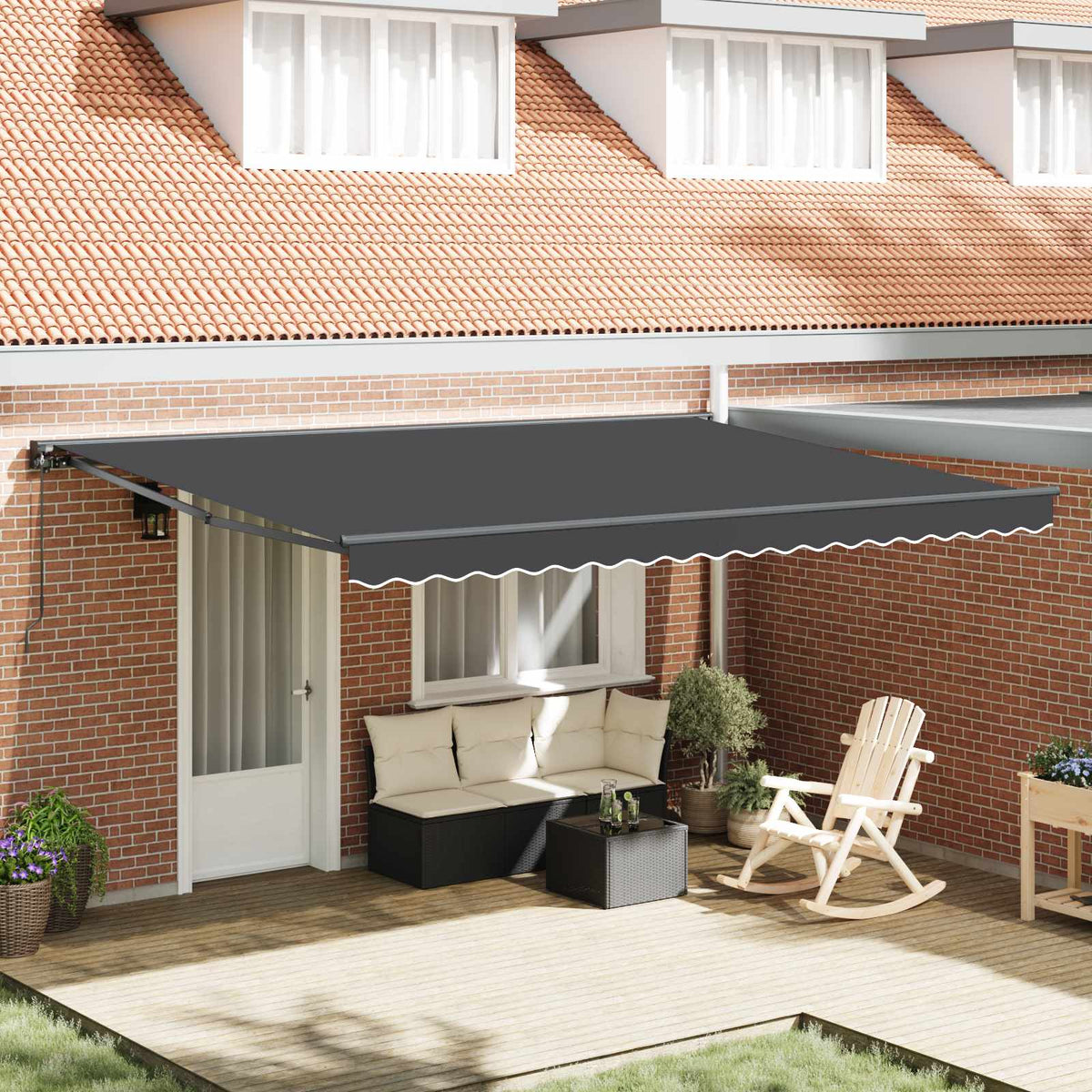Zijde Frame Antraciet 450 × 300 cm Polyester met PU-coating is nu te koop bij PeponiXL, paradijselijk wonen!