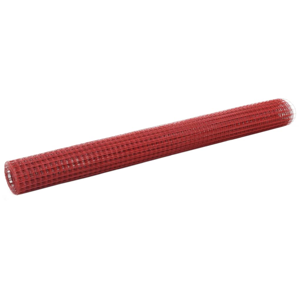 Kippengaas 10x1,5 m staal met PVC coating rood is nu te koop bij PeponiXL, paradijselijk wonen!