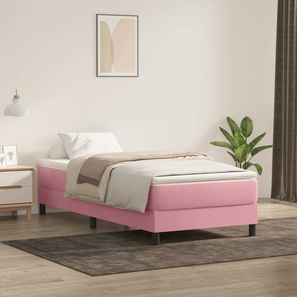 Boxspring met matras fluweel roze 80x220 cm is nu te koop bij PeponiXL, paradijselijk wonen!