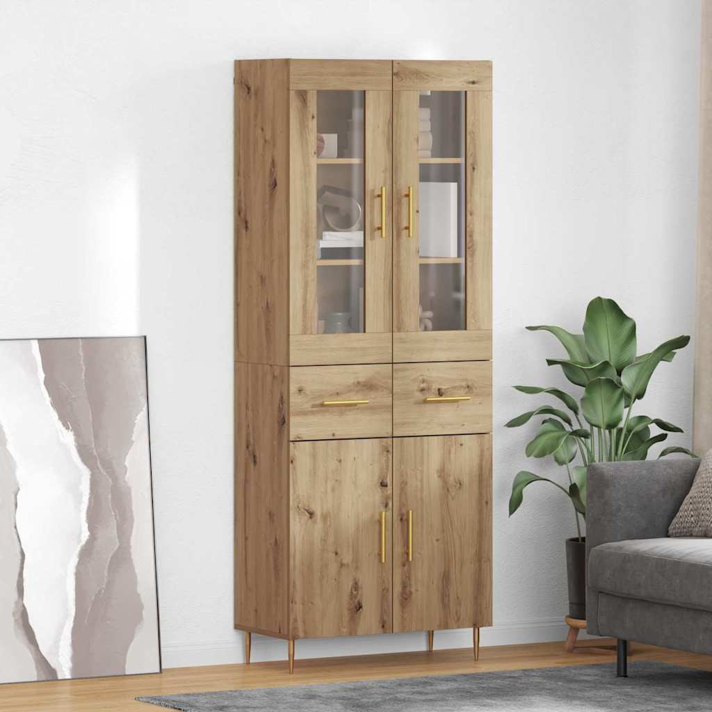 Hoge kast met lade 2 pcs Artisan Eiken Bewerkt hout is nu te koop bij PeponiXL, paradijselijk wonen!
