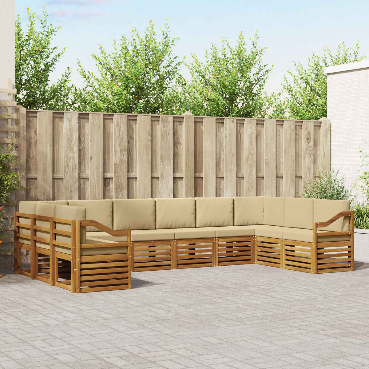 Hoekbank Set met kussen 10 pcs Natuurlijk en Beige is nu te koop bij PeponiXL, paradijselijk wonen!
