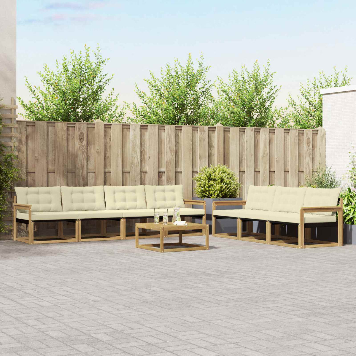 Buiten bankenset 8 pcs Wit en crèmekleurig is nu te koop bij PeponiXL, paradijselijk wonen!