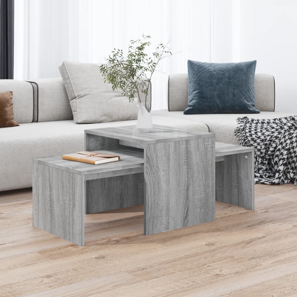 Salontafelset 100x48x40 cm bewerkt hout grijs sonoma eikenkleur is nu te koop bij PeponiXL, paradijselijk wonen!