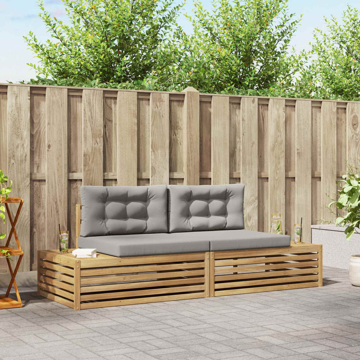 Buiten bankenset met kussen Wit 230,5 x 83 x 73 cm Polyester is nu te koop bij PeponiXL, paradijselijk wonen!