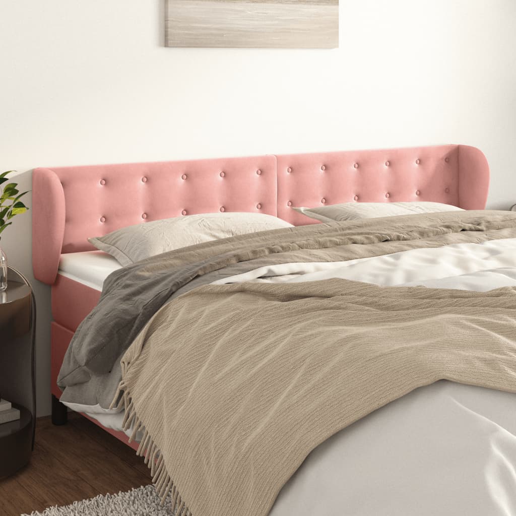 Hoofdbord met randen 163x23x78/88 cm fluweel roze is nu te koop bij PeponiXL, paradijselijk wonen!