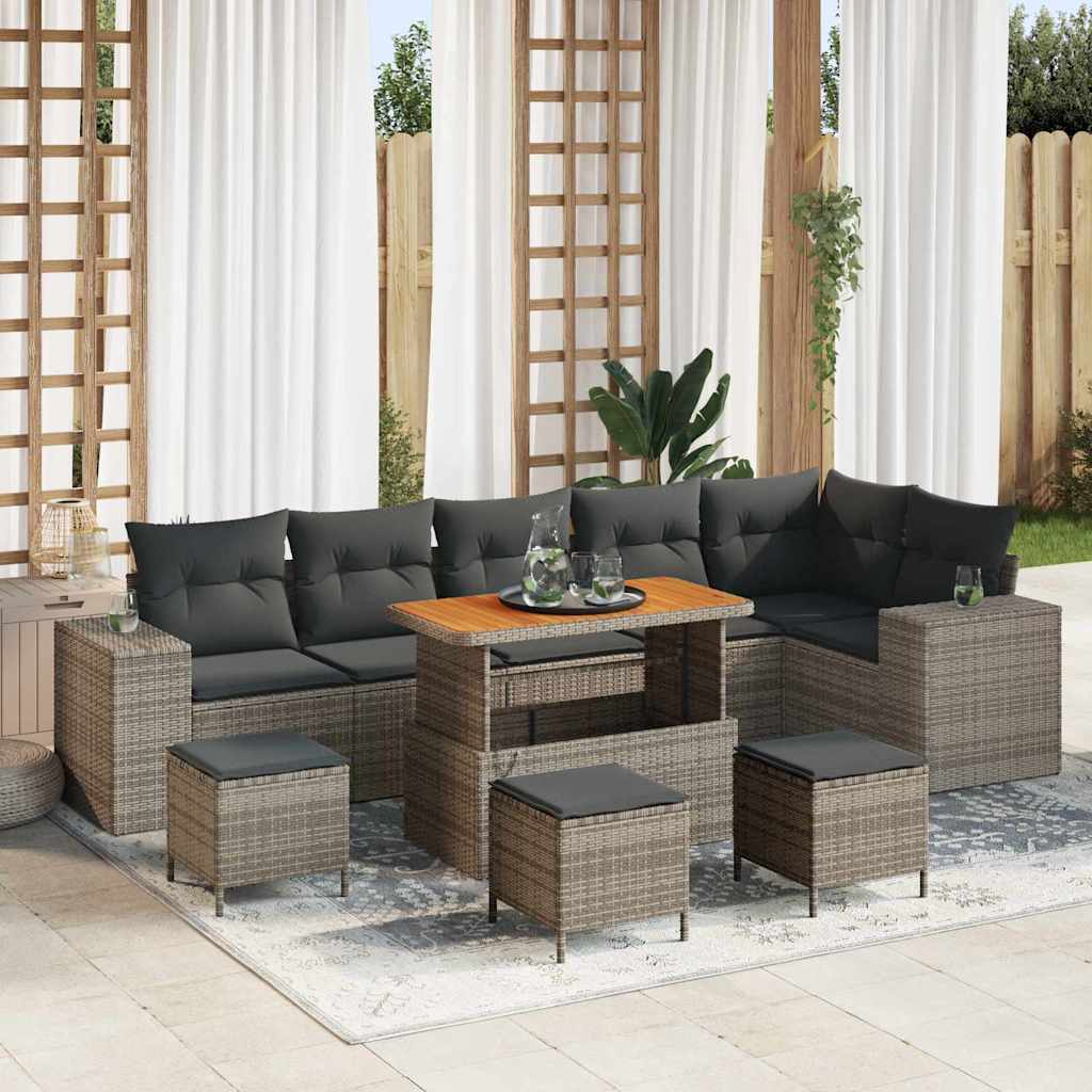 Tuin Sofa Set 10 pcs Grijs poly rattan is nu te koop bij PeponiXL, paradijselijk wonen!