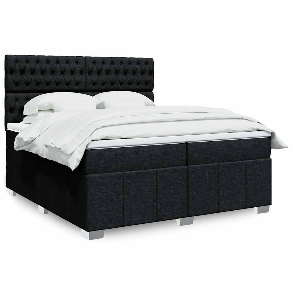 Boxspring met matras stof zwart 200x200 cm is nu te koop bij PeponiXL, paradijselijk wonen!