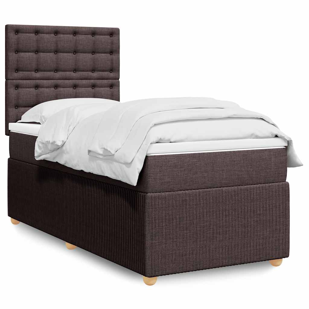 Boxspring met matras stof donkerbruin 100x200 cm is nu te koop bij PeponiXL, paradijselijk wonen!
