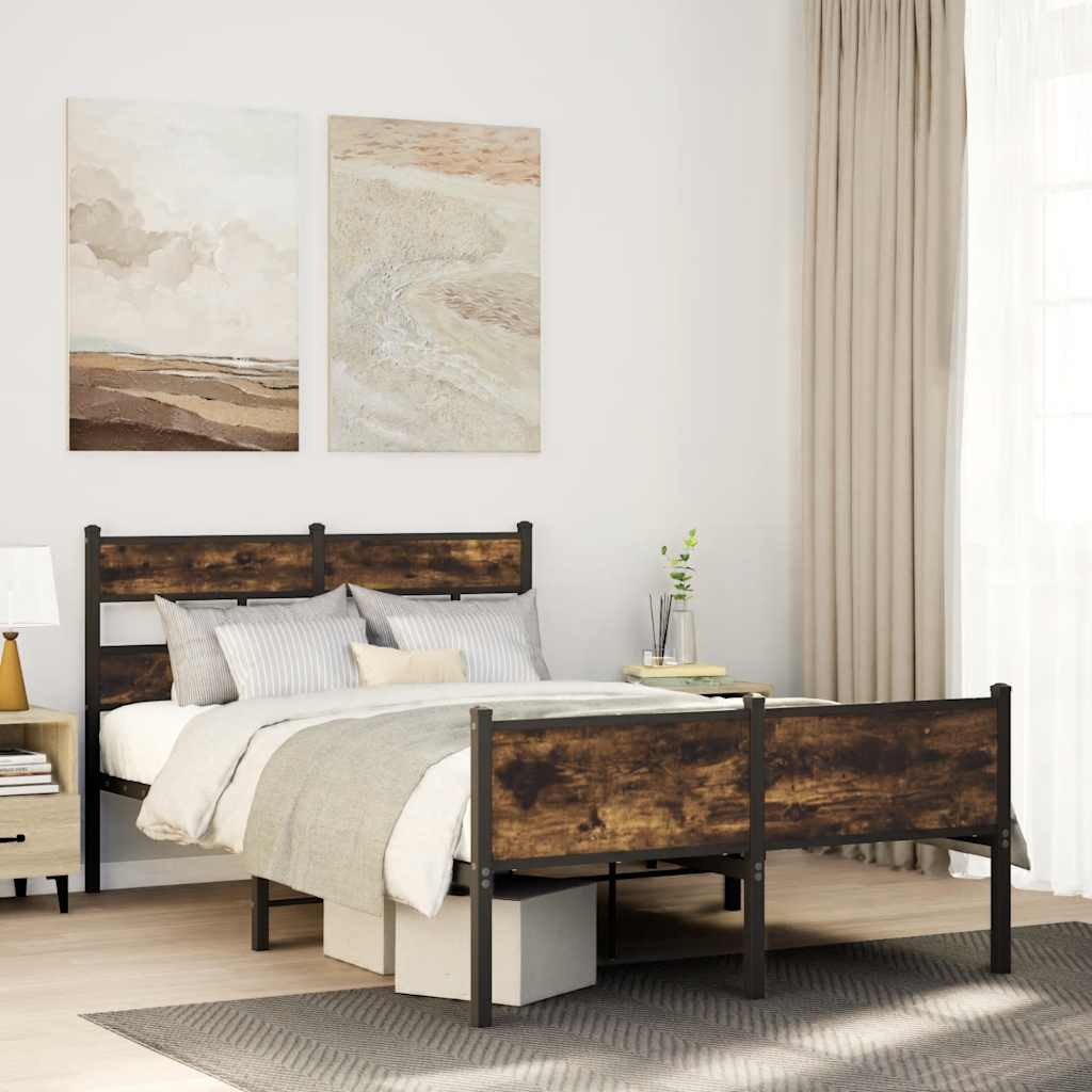 Bedframe zonder matras hout gerookt eikenkleurig 120x200 cm is nu te koop bij PeponiXL, paradijselijk wonen!
