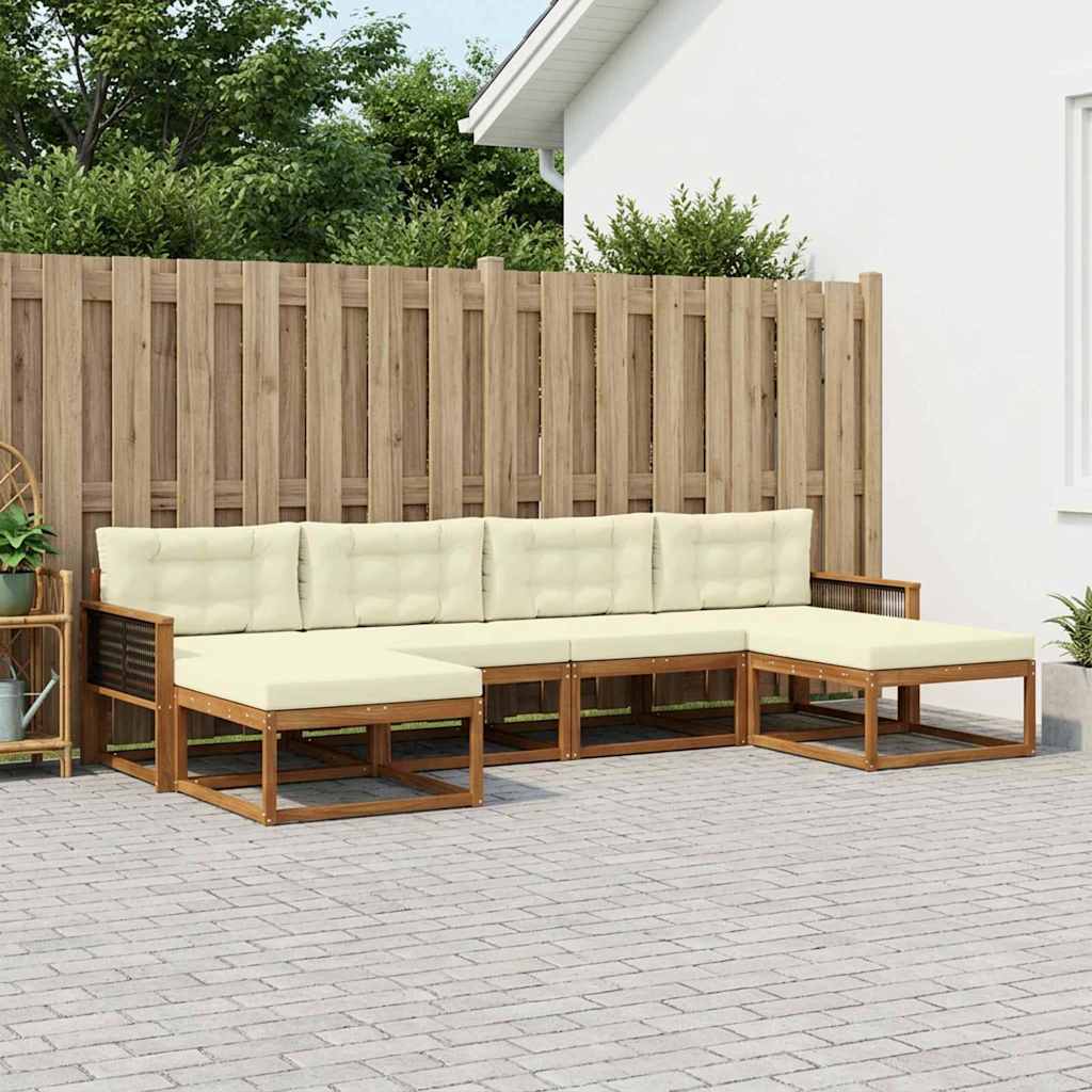 Buiten bankenset met kussen 6 pcs Natuurlijk en Crème is nu te koop bij PeponiXL, paradijselijk wonen!