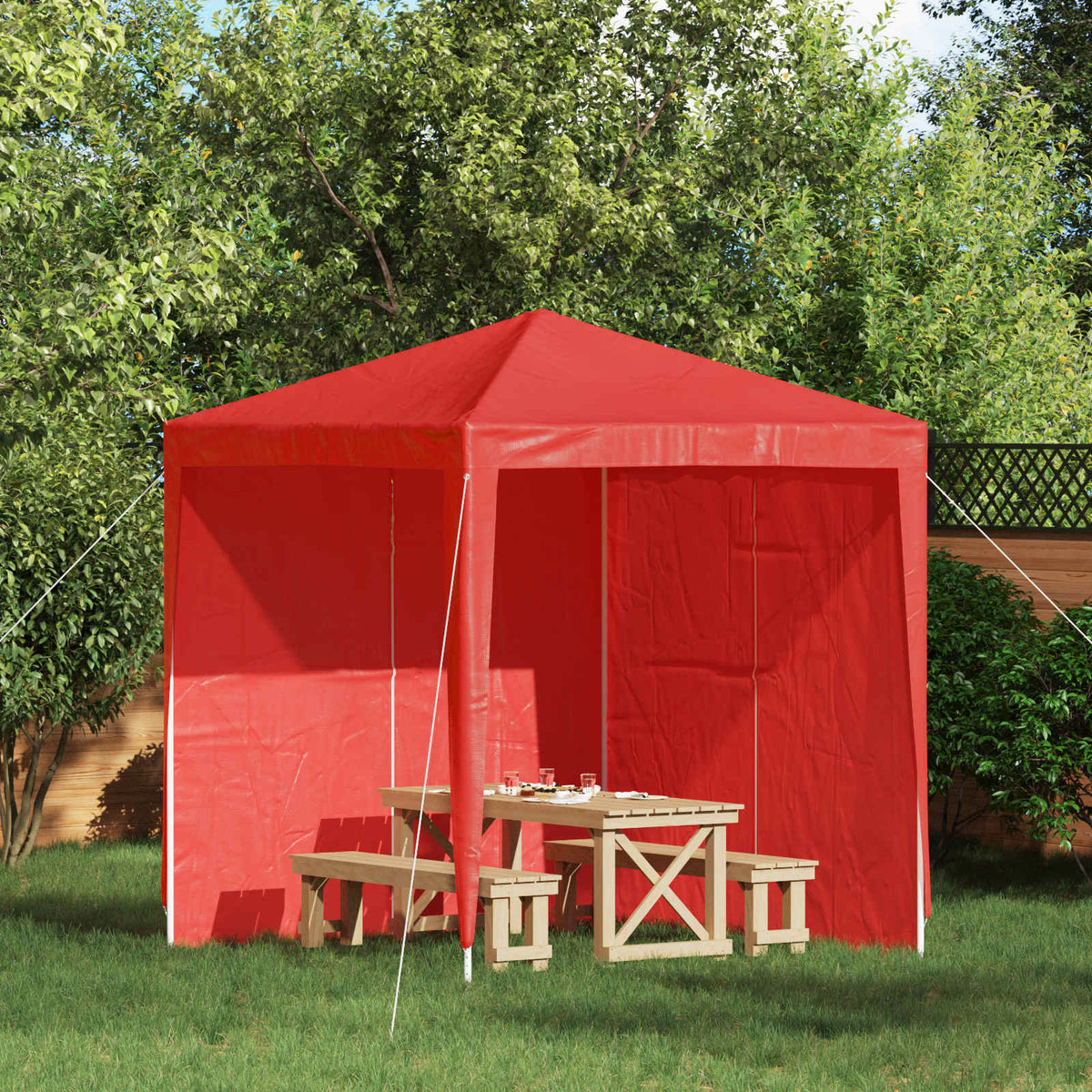 Party Tent Zijwand 2 pcs Rood 200 x 195 cm PE en staal is nu te koop bij PeponiXL, paradijselijk wonen!
