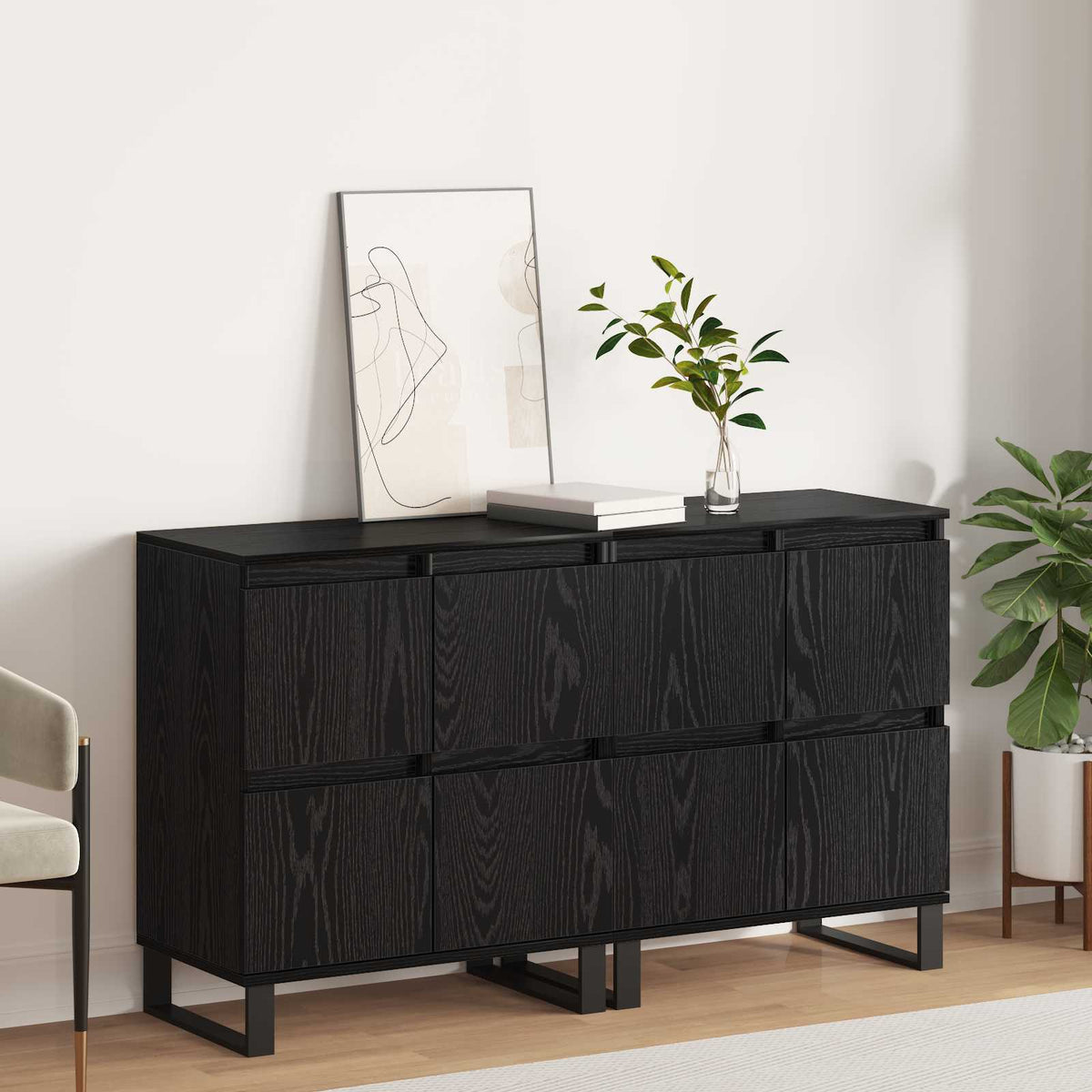 Dressoir 2 pcs Zwart Eiken 60 x 35 x 70 cm is nu te koop bij PeponiXL, paradijselijk wonen!