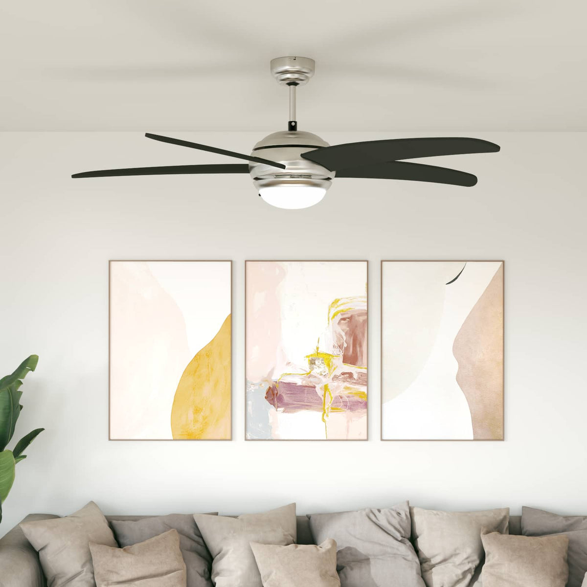 Plafondventilator met licht en afstandsbediening Ø 130 cm Zwart is nu te koop bij PeponiXL, paradijselijk wonen!