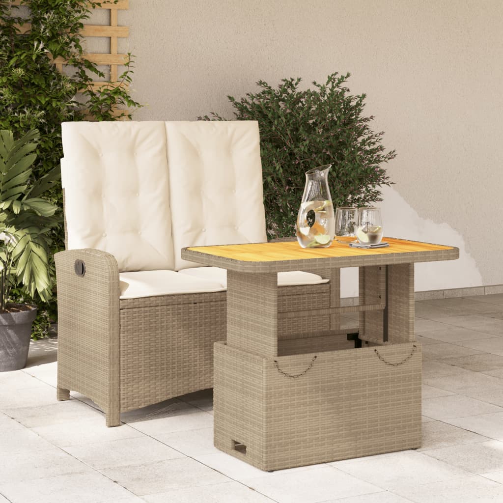 2-delige Tuinset met kussens poly rattan beige is nu te koop bij PeponiXL, paradijselijk wonen!