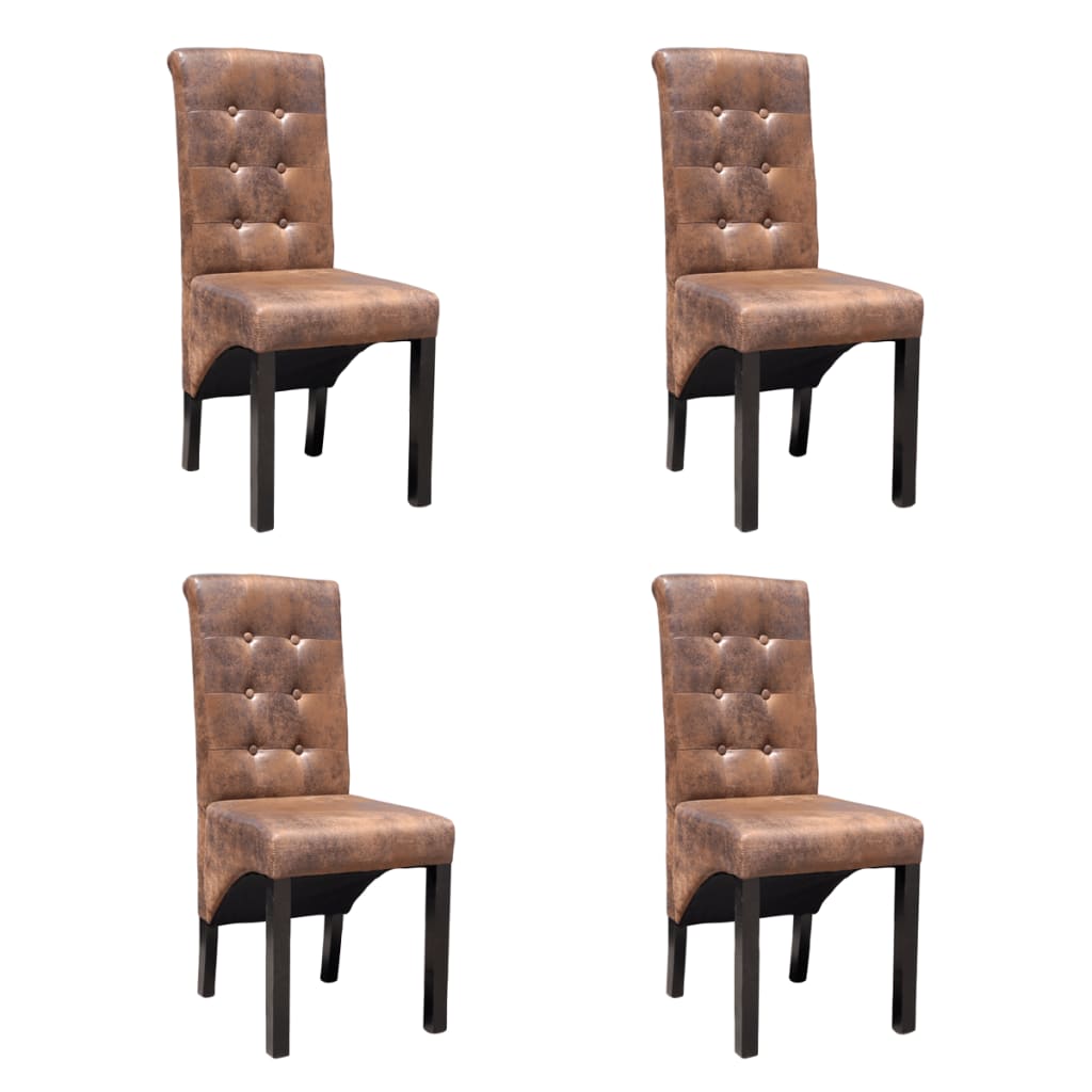 Eetkamerstoelen 4 st kunstleer bruin is nu te koop bij PeponiXL, paradijselijk wonen!