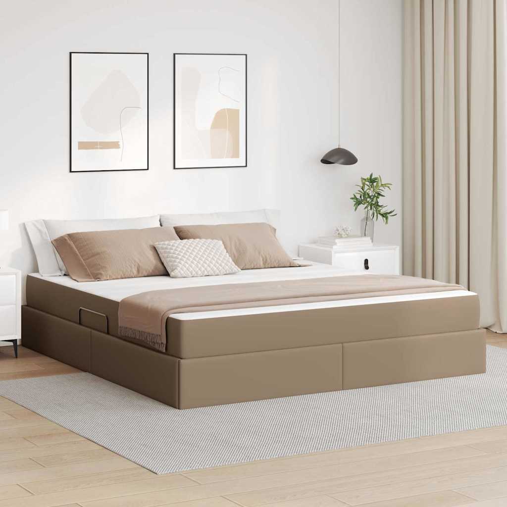 Opslag bed met matras met matras 2 pcs Cappuccino Leer is nu te koop bij PeponiXL, paradijselijk wonen!