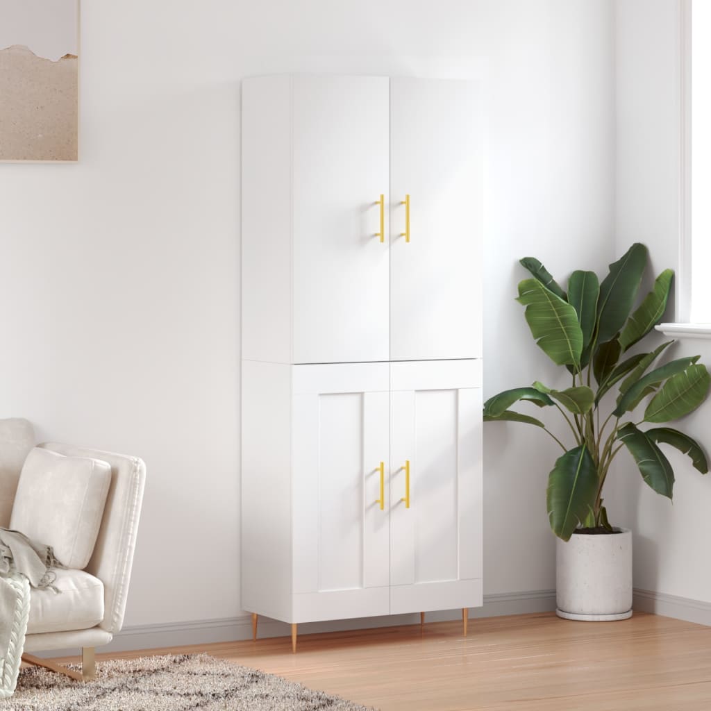 Hoge kast 69,5x34x180 cm bewerkt hout wit is nu te koop bij PeponiXL, paradijselijk wonen!