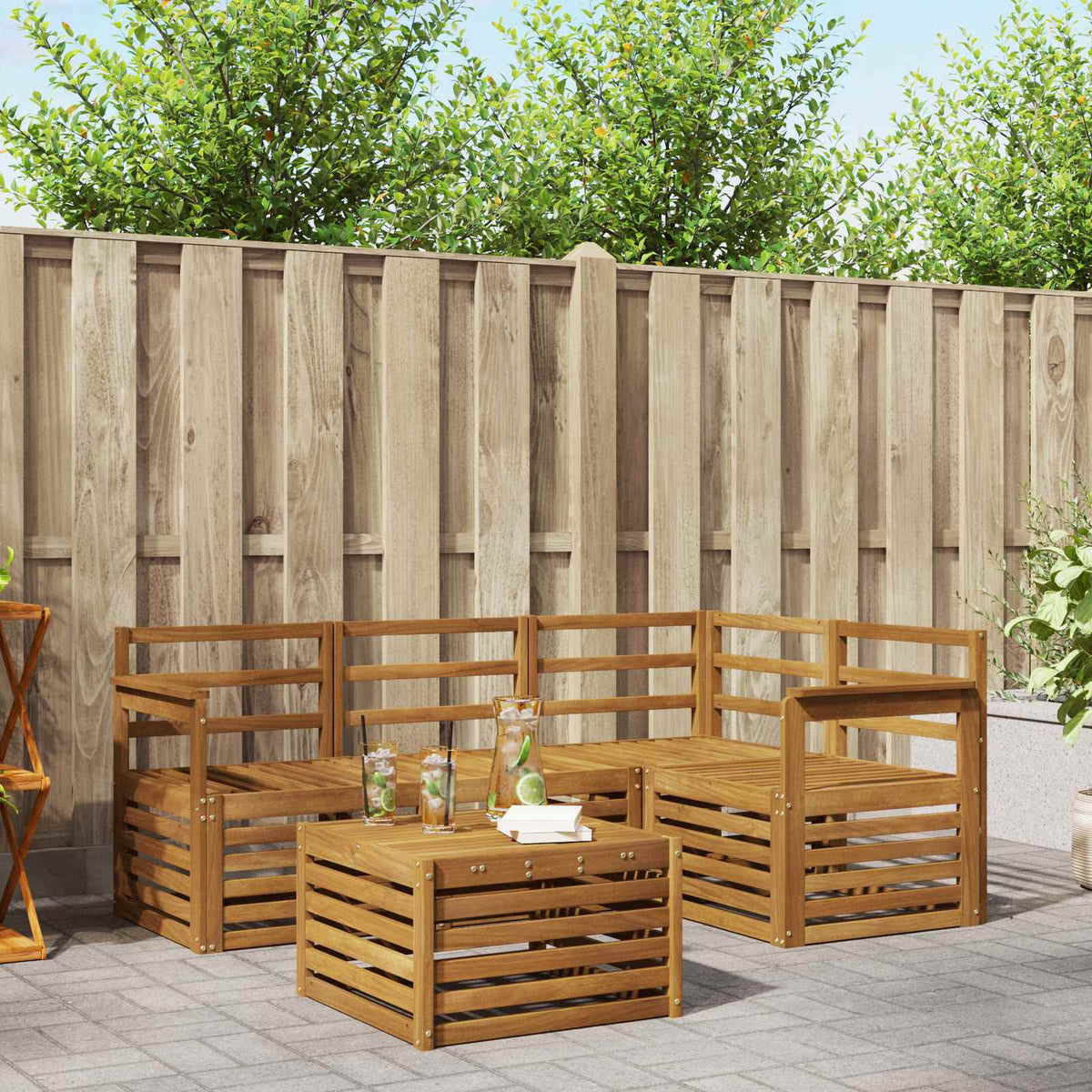 Buiten bankenset 5 pcs Naturel is nu te koop bij PeponiXL, paradijselijk wonen!